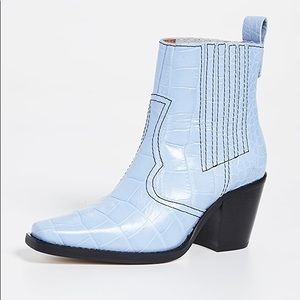 GANNI BLUE WESTERN BOOT